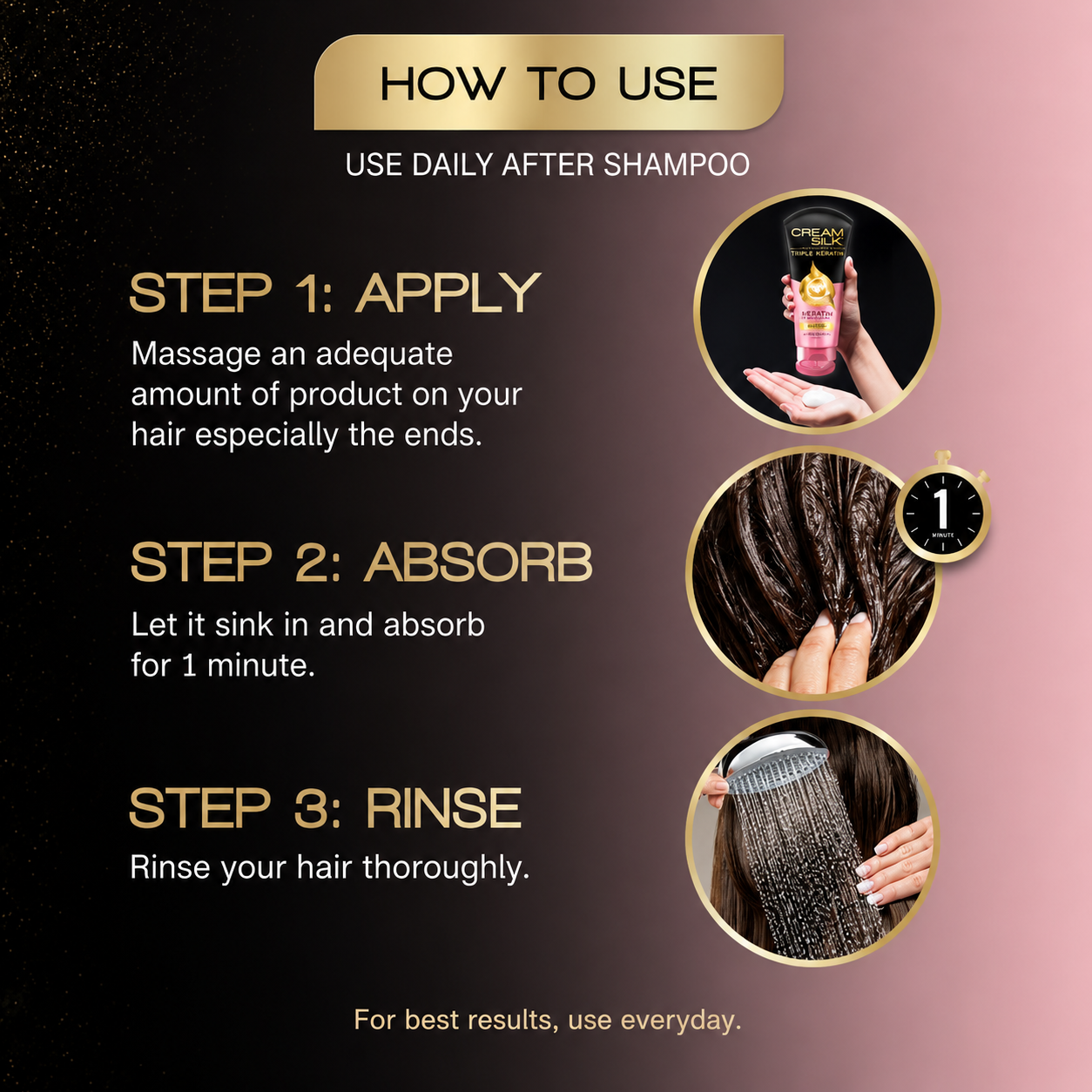 CreamSilk Triple Keratin Rescue Conditioner Ultimate Straight 170ml