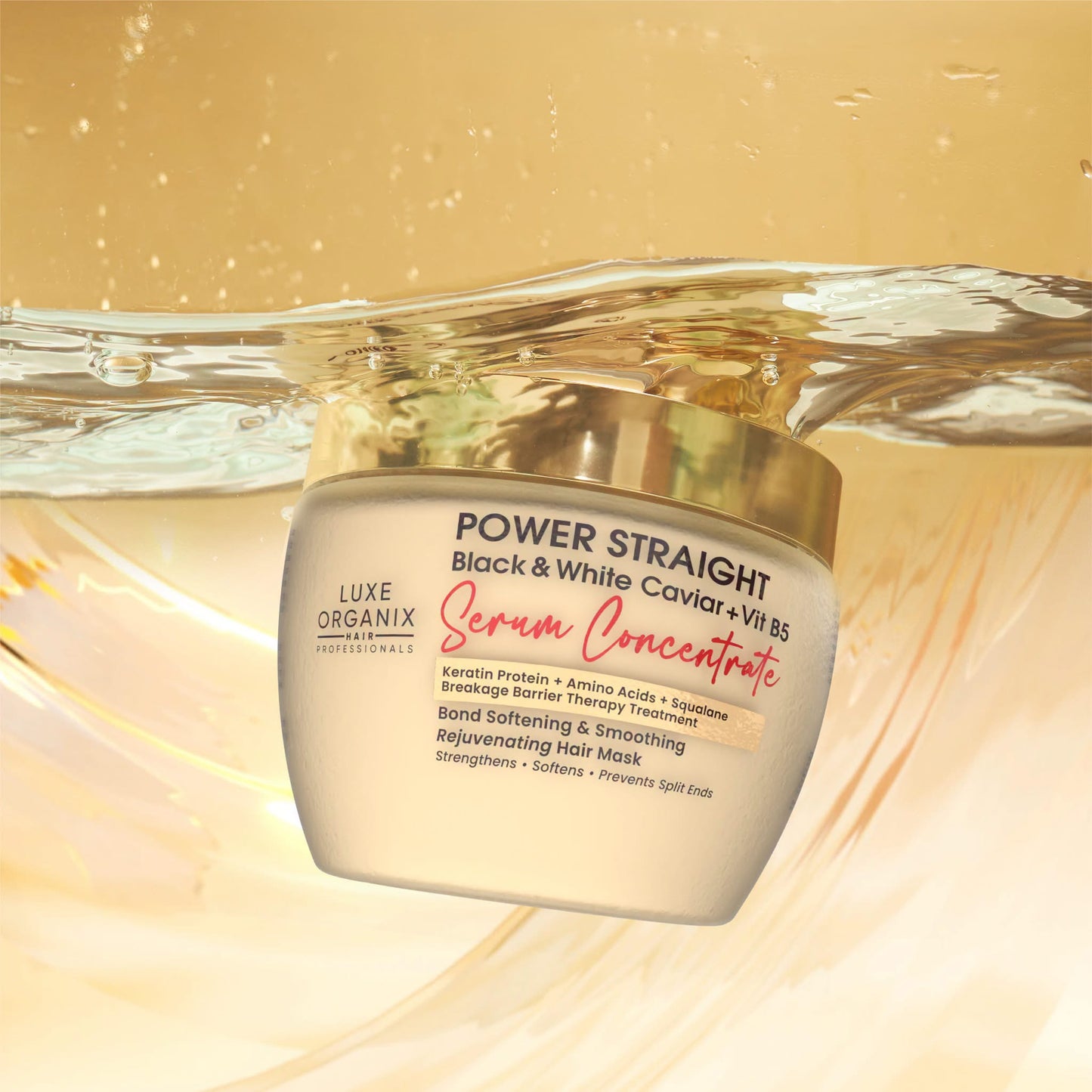Luxe Organix Power STRAIGHT Black & White Caviar + Vitamin B5 Hair Mask 500ml