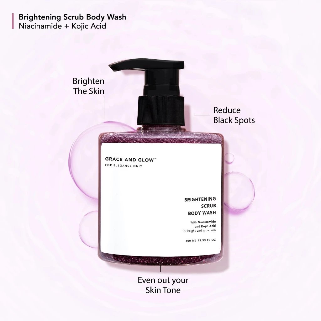 Grace and Glow Brightening Scrub Body Wash (Niacinamide and Kojic Acid) 400