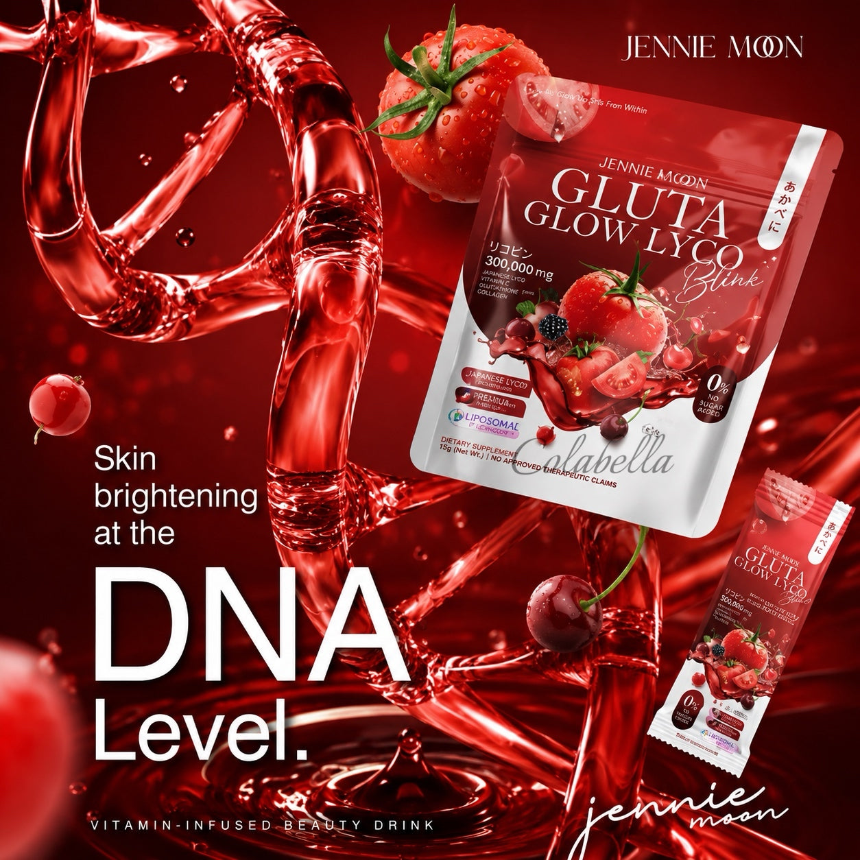 Jennie Moon Gluta Glow Lyco Blink Beauty Supplement (30 Sachets)