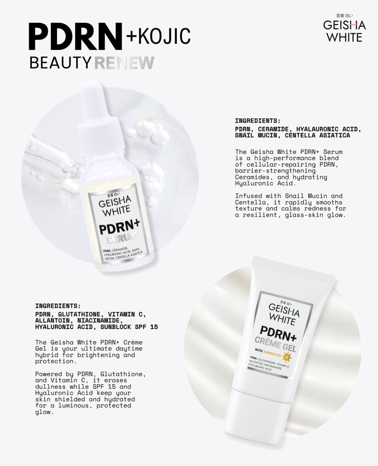 Geisha White Intense Brightening PDRN + Kojic Beauty Renew Kit