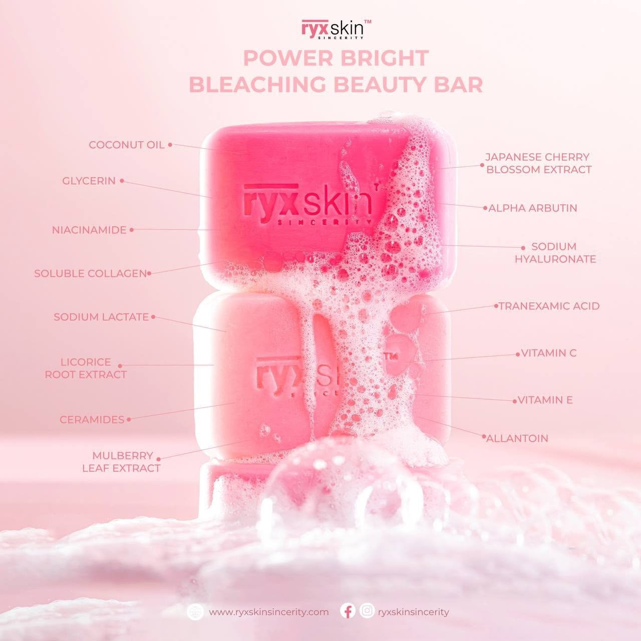 RYX Skin Sincerity Power Bright Bleaching Beauty Bar 70g x 5