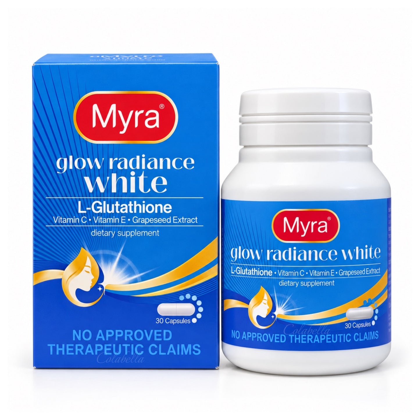 Myra Glow Radiance White Glutathione Supplement 30 Capsules