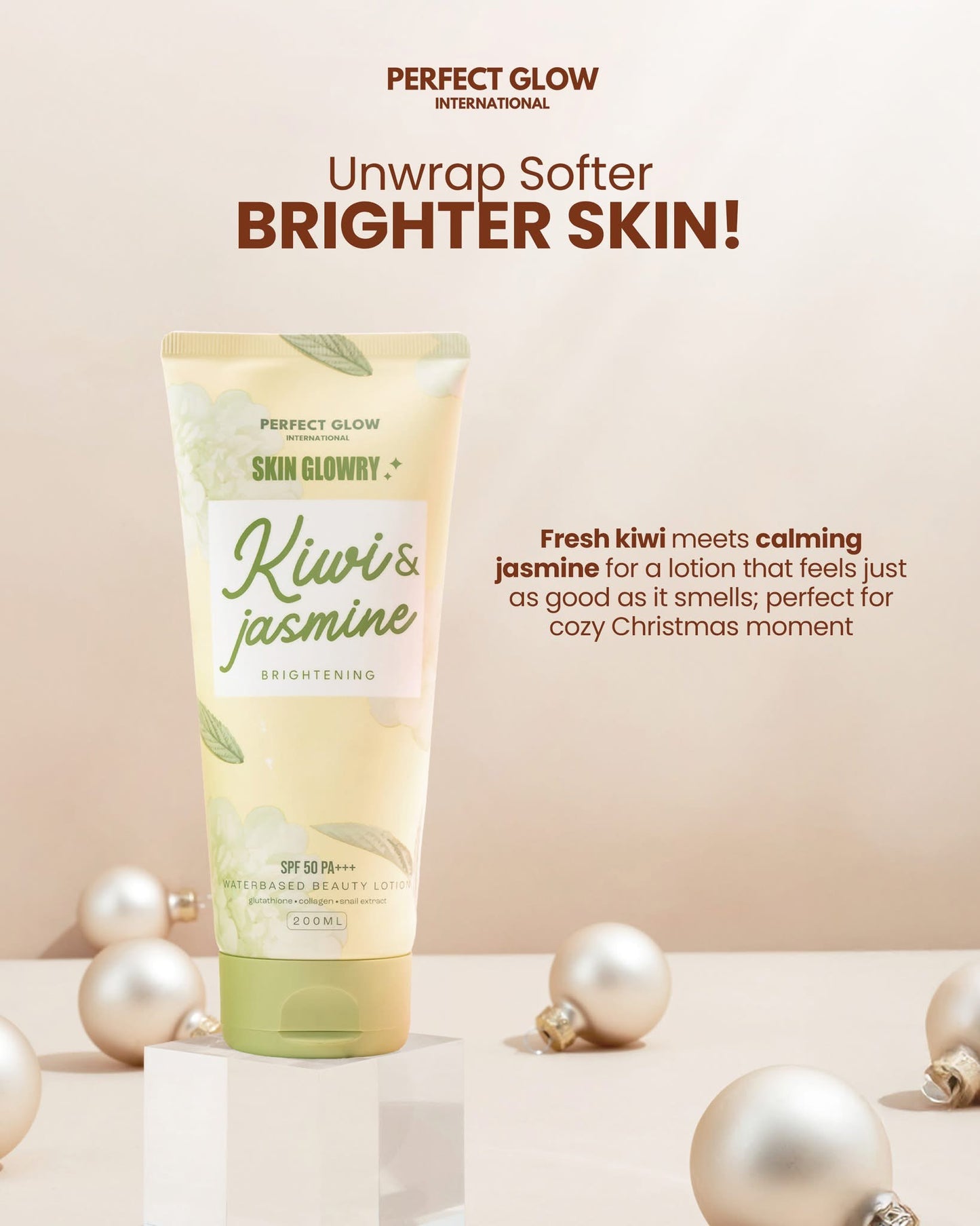Skin Glowry Kiwi Jasmine Water-Based Beauty Lotion with SPF 50 PA+++ 200ml