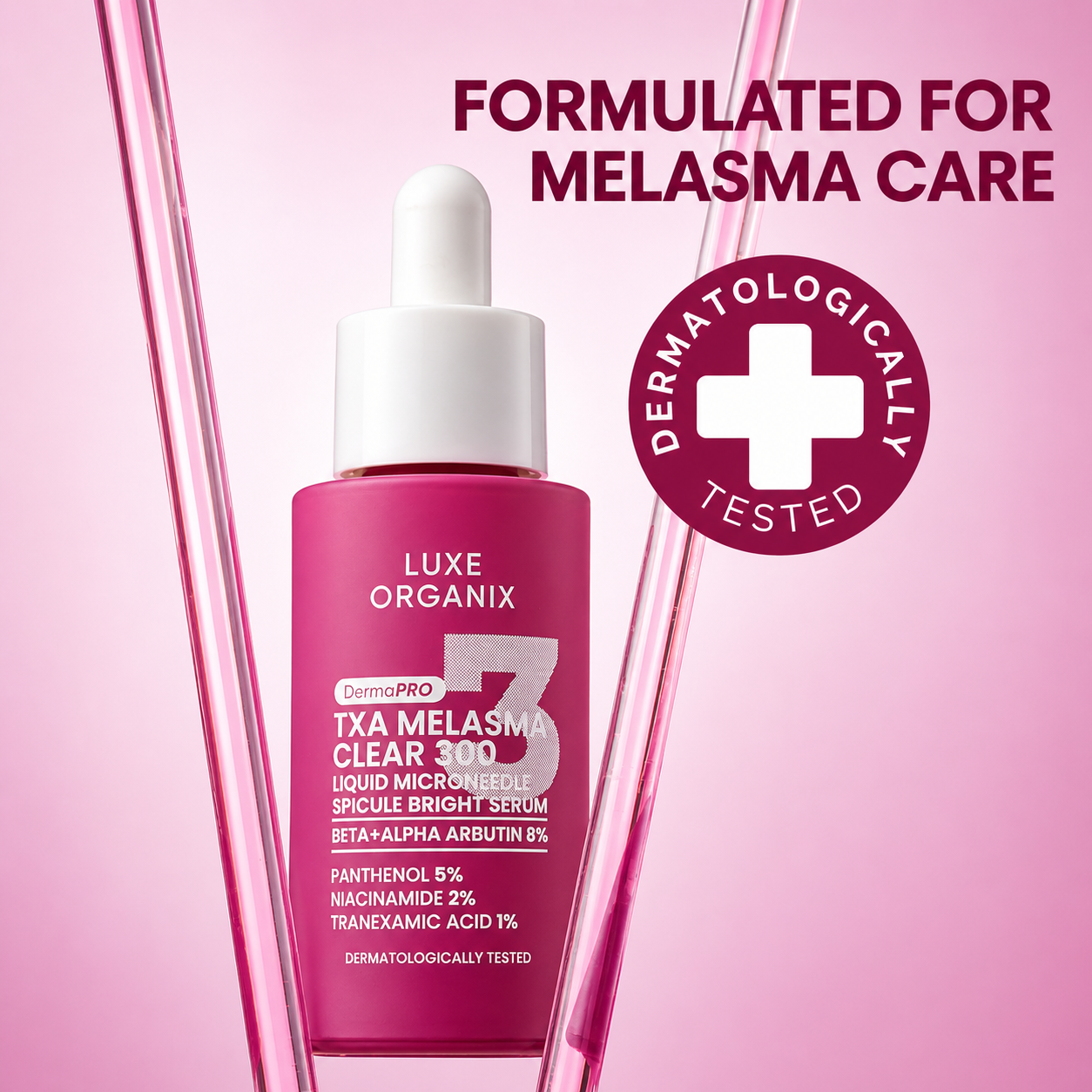 Luxe Organix TXA Melasma Clear 300 Microneedle Spicule Bright Serum 30ml
