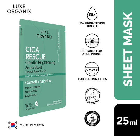 Luxe Organix Cica Rescue Serum Boost Tencel Sheet Mask 25ml