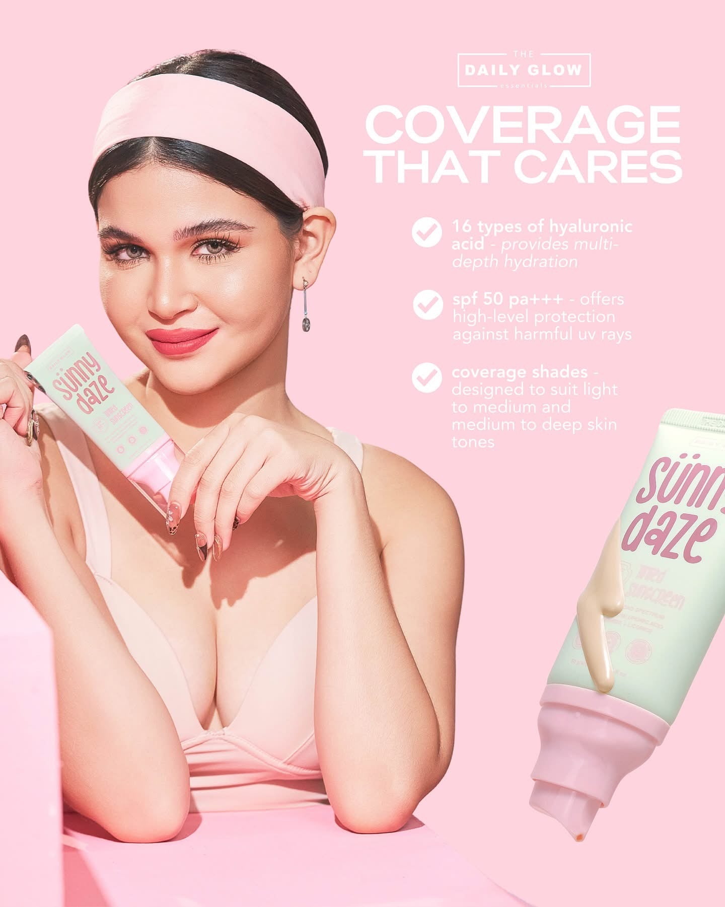 The Daily Glow Sunny Daze Tinted Sunscreen SPF50 PA++++ 50g (Vanilla Shade)