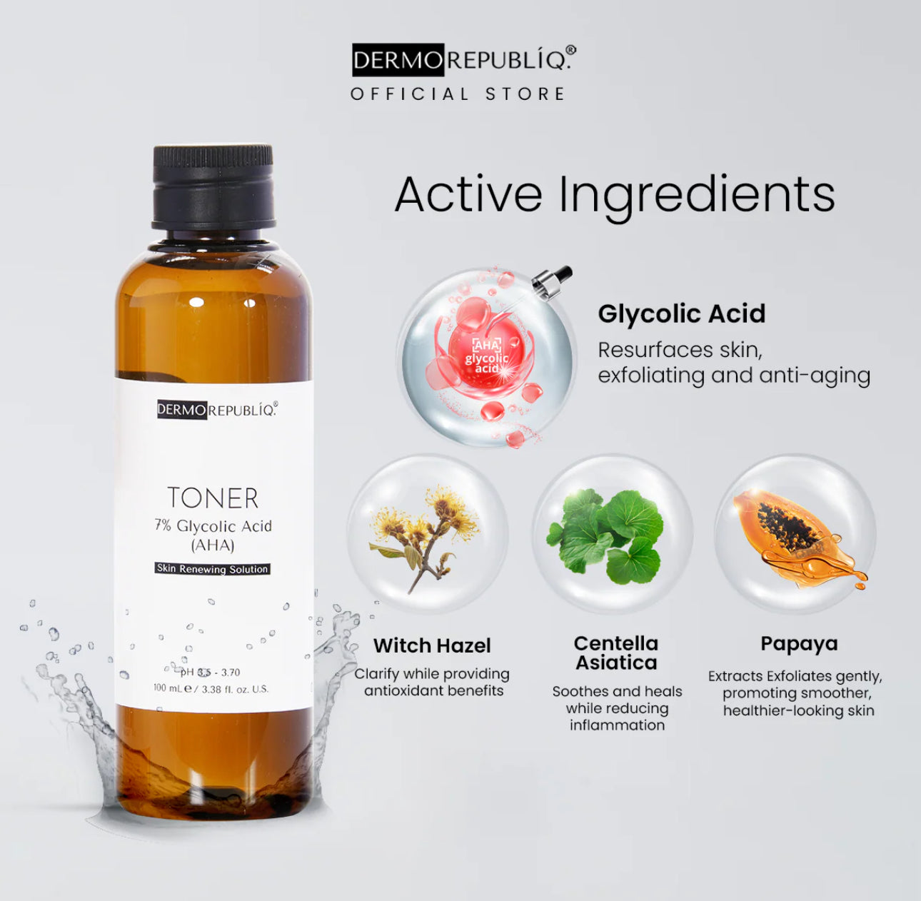 Dermorepubliq 7% Glycolic Acid (AHA) Skin Renewing Toner 100ml