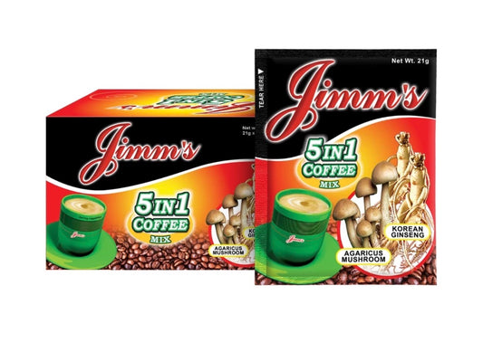 Jimm’s 5 in 1 Coffee with Agaricus Mushroom and Korean Ginseng 12s