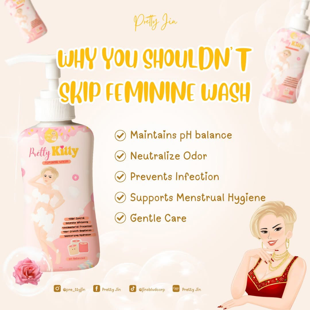 Pretty Kitty Feminine Wash by Pretty Jin - pH Balanced, Odor Control, Hydrating Care for Intimate Areas 100ml