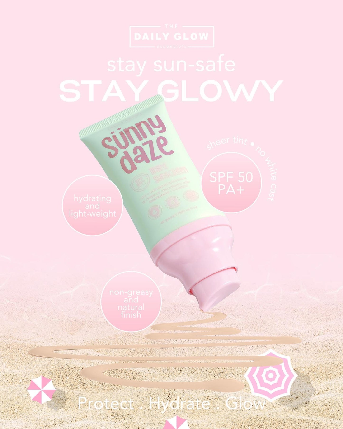 The Daily Glow Sunny Daze Tinted Sunscreen SPF50 PA++++ 50g (Vanilla Shade)