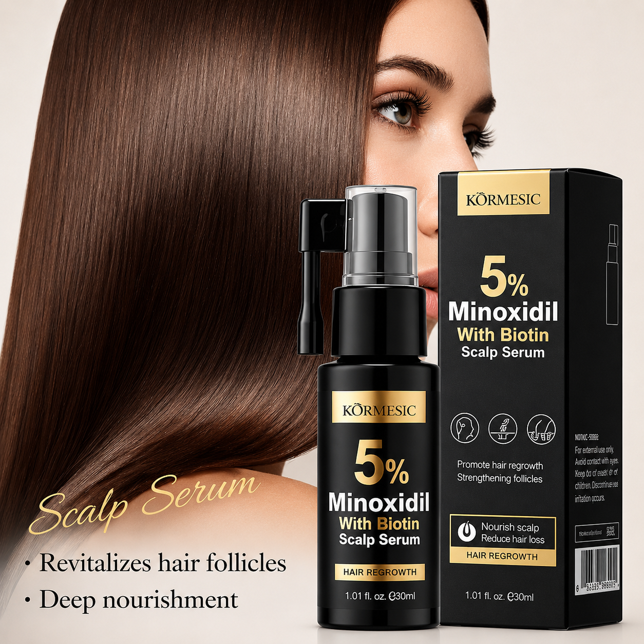 Kormesic 5% Minoxidil with Biotin Scalp Serum 30ml