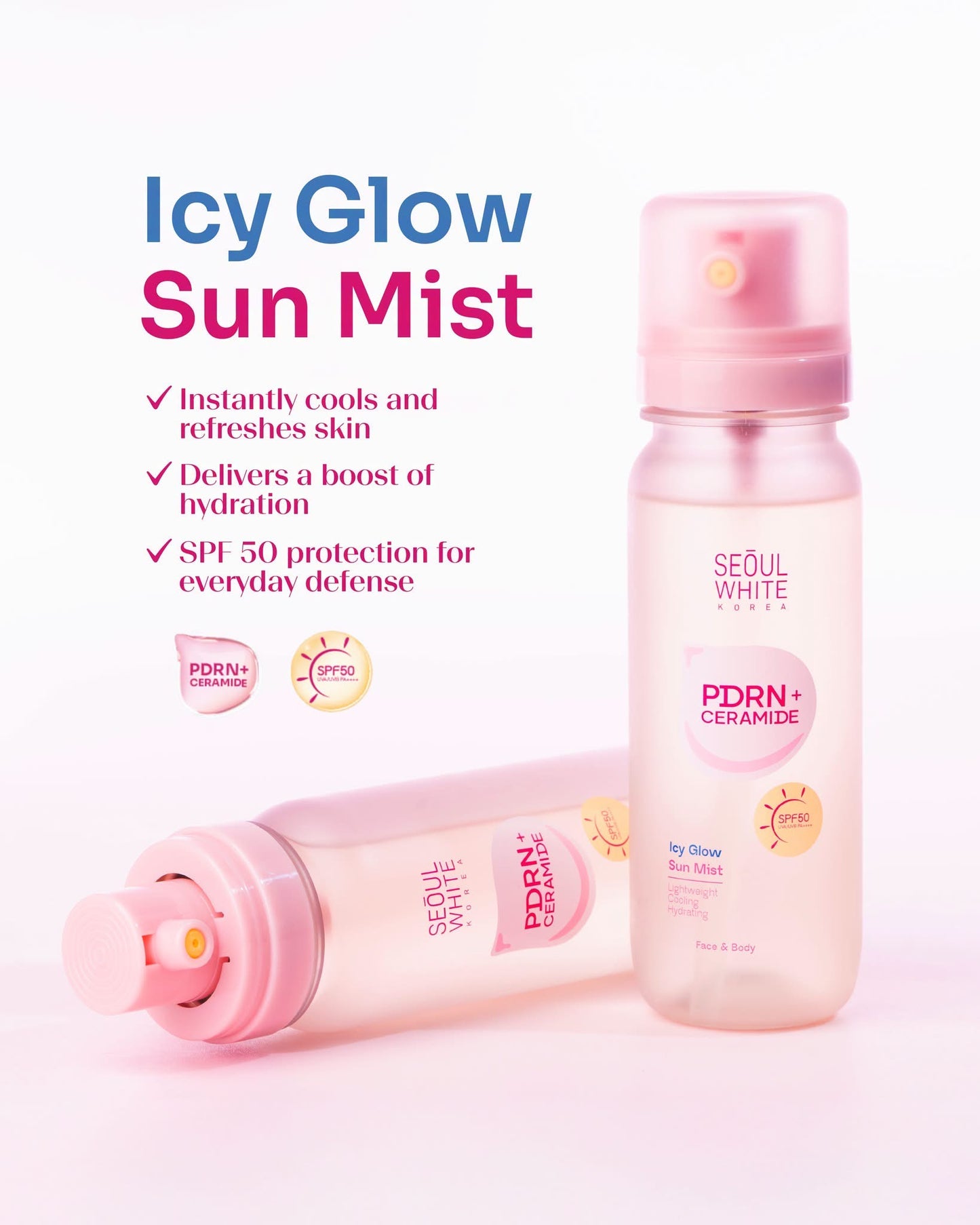 Seoul White Korea PDRN + Ceramide Icy Glow Sun Mist SPF50 85ml
