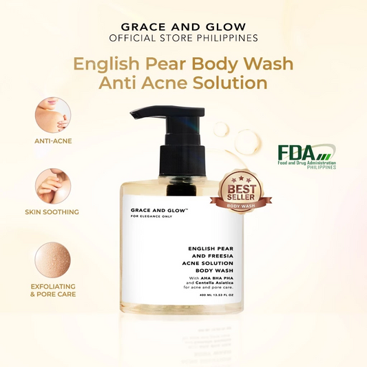 Grace and Glow English Pear And Freesia Anti Acne Solution Body Wash (AHA BHA PHA and Centella Asiatica) 400ml