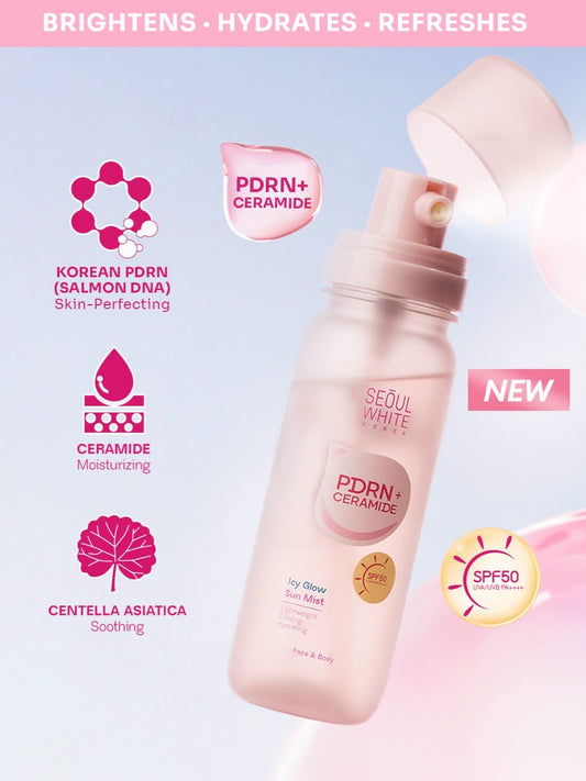 Seoul White Korea PDRN + Ceramide Icy Glow Sun Mist SPF50 85ml