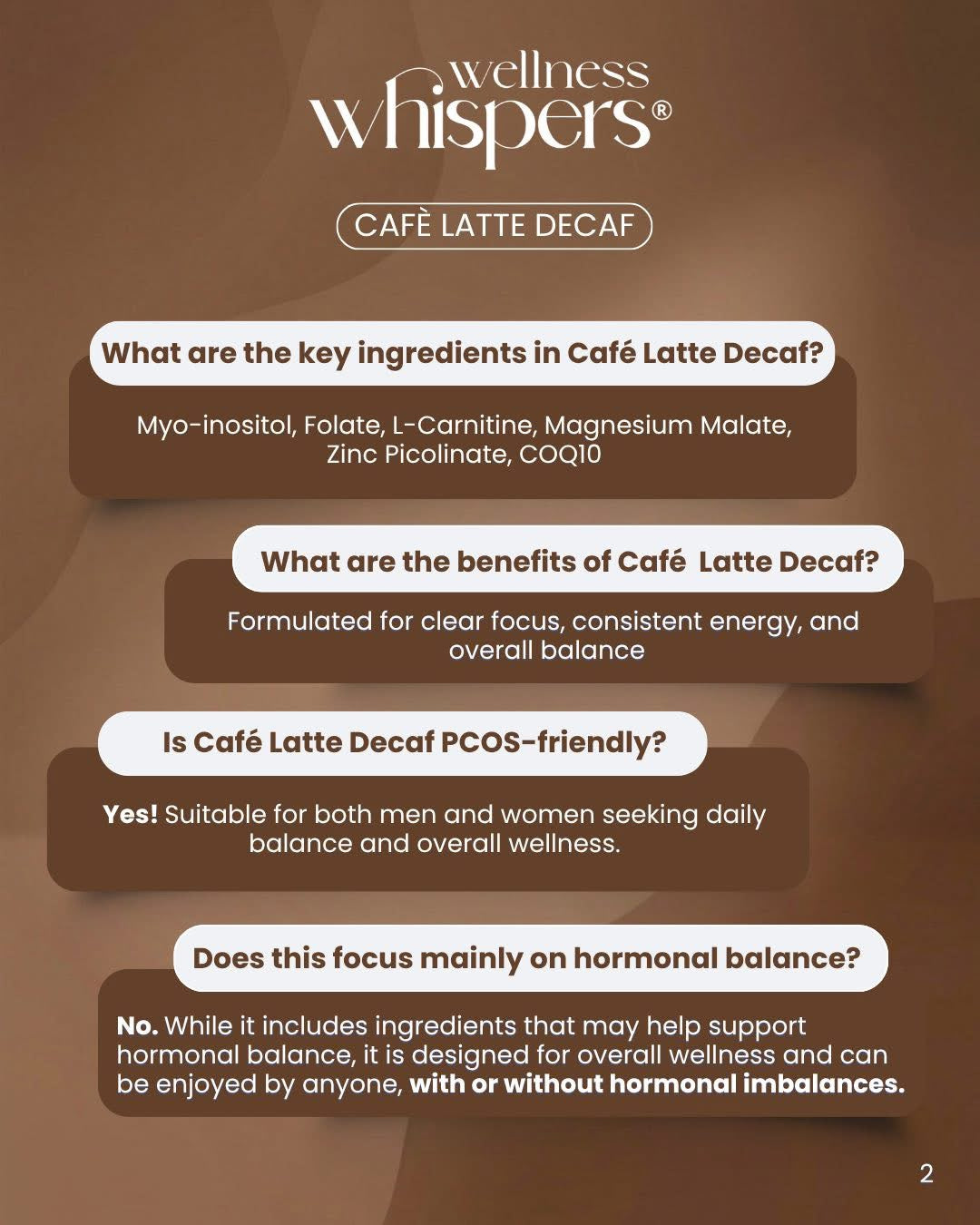 Wellness Whispers Café Latte Decaf 10s