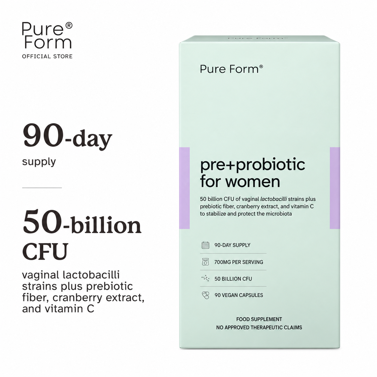 Pure Form Pre+Probiotic for Women 90 Capsules