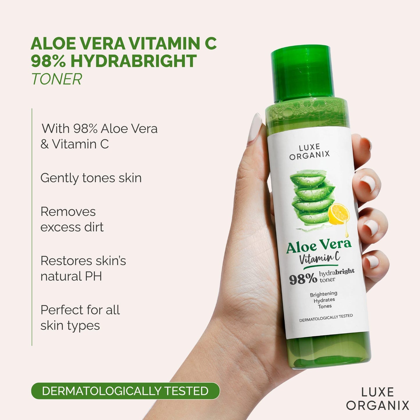 Luxe Organix 98% Aloe Vera Vitamin C Hydrabright Toner 150ml
