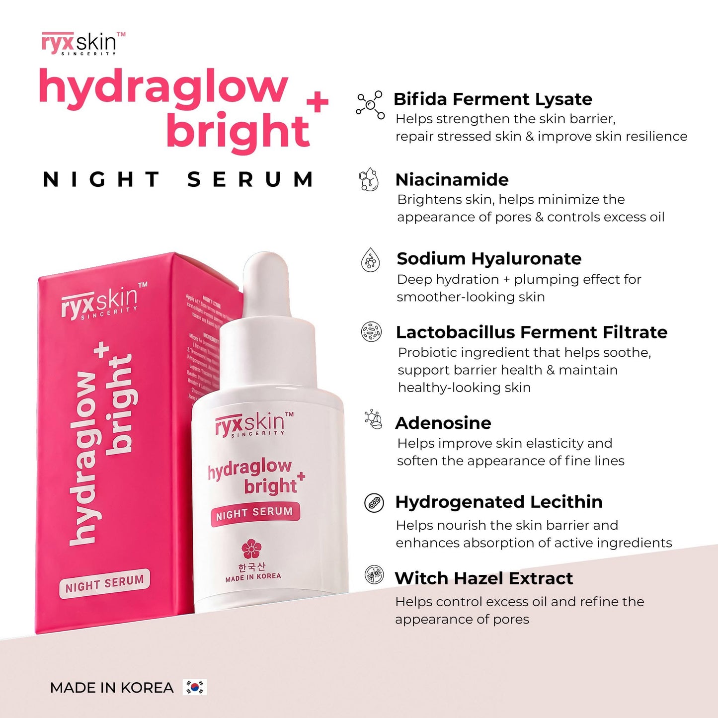 RYX Skin Hydraglow Bright+ Night Serum 30ml