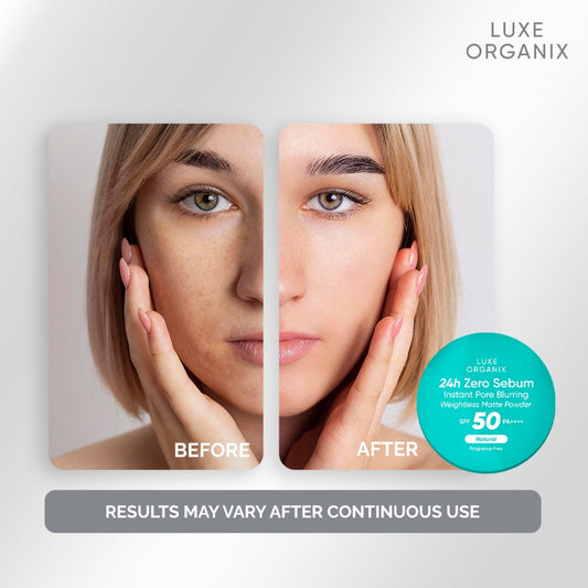 Luxe Organix 24H Zero Sebum Instant Pore Blurring Weightless Matte Powder SPF50 PA++++ Natural 15g