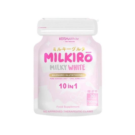 Keisha White Milkiro White 10in1 Glutathione Capsule Triple Power Whitening+ Collagen, Oral Sunblock, Vit. C 30caps