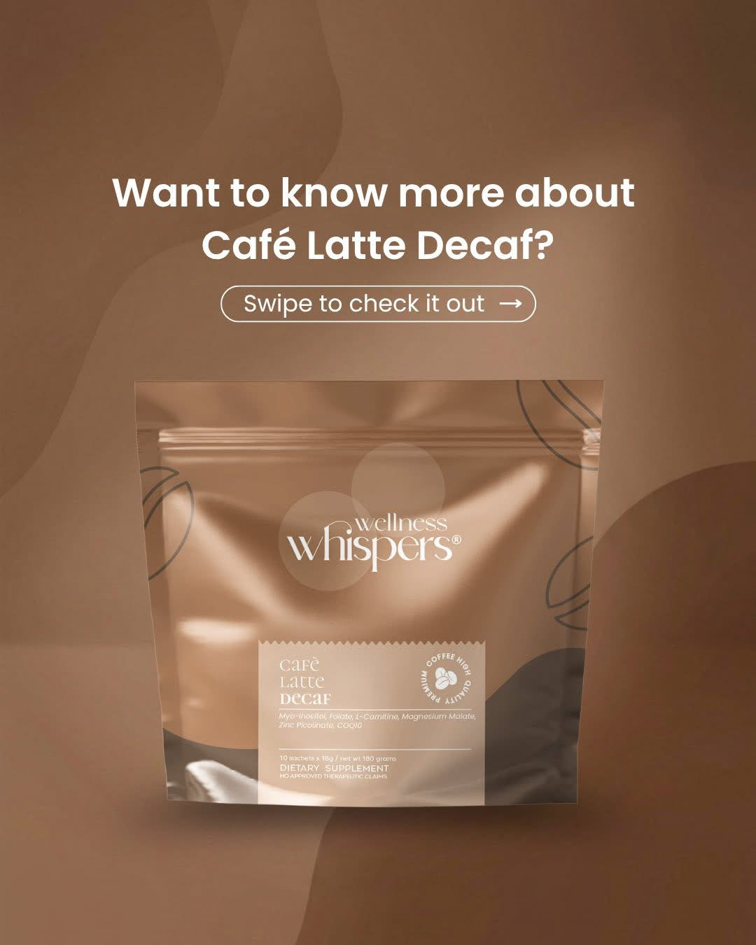 Wellness Whispers Café Latte Decaf 10s