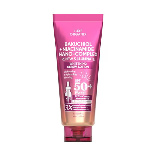 Luxe Organix Bakuchiol + Niacinamide Nano-complex Renew & Illuminate Whitening Serum Lotion SPF 50+ PA++++ 200ml