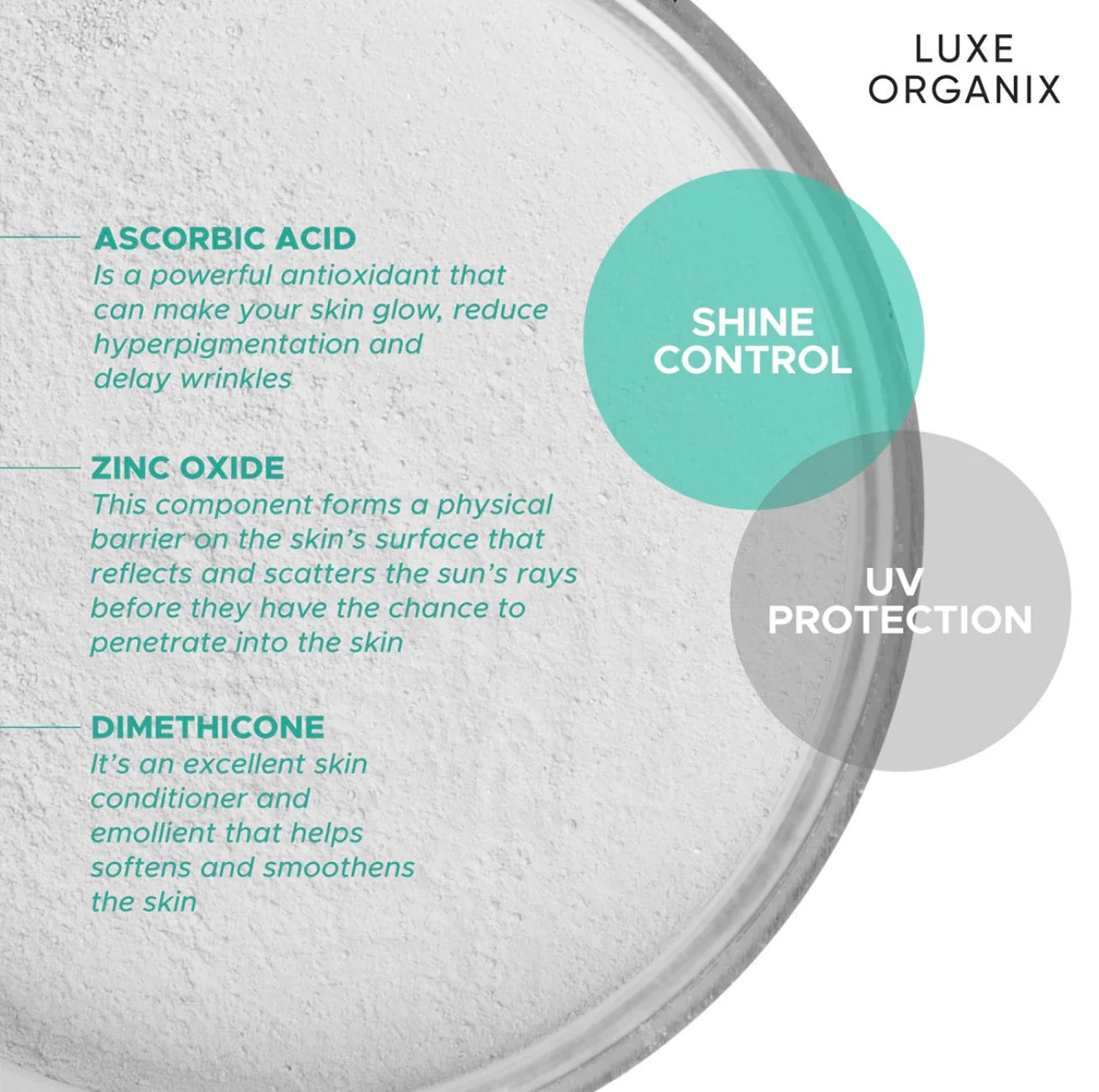 Luxe Organix 24H Zero Sebum Instant Pore Blurring Weightless Matte Powder SPF 50 PA++++ Translucent 15g
