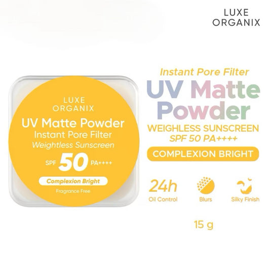 Luxe Organix UV Matte Powder Instant Pore Filter Weightless Sunscreen Complexion Bright 15g