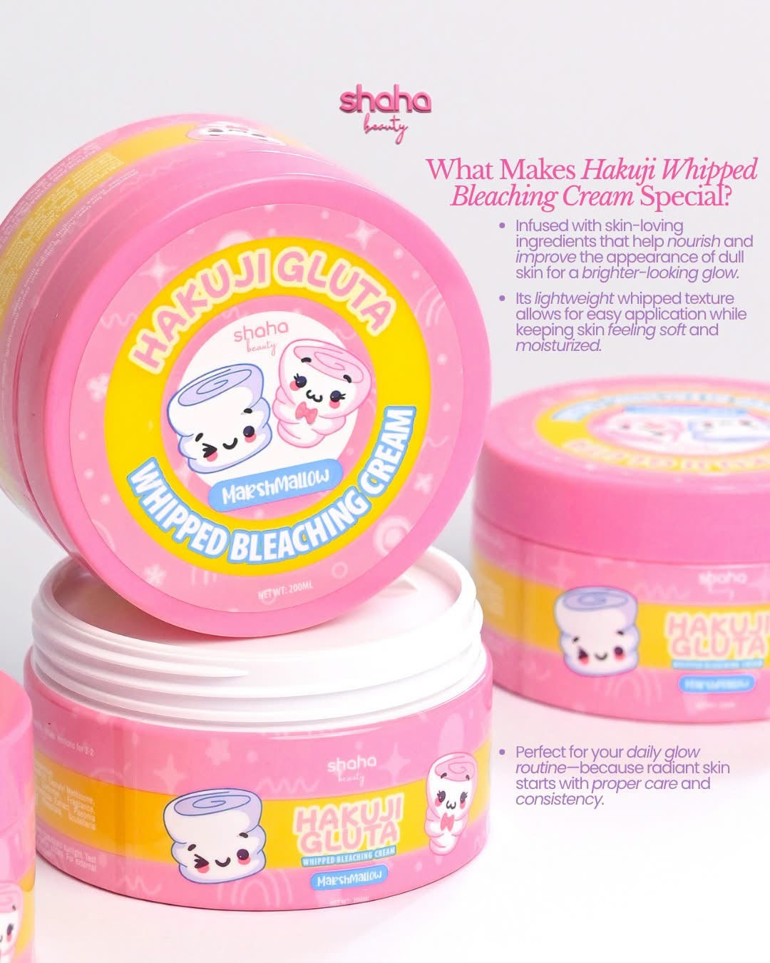 Shaha Beauty Hakuji Gluta Whipped Bleaching Cream 200ml