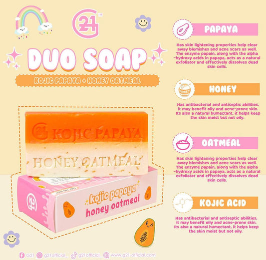 G21 Kojic Papaya Honey Oatmeal Duo Soap 150g