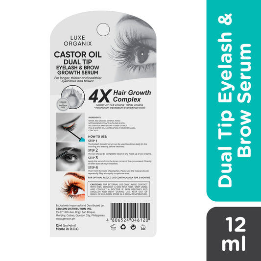 Luxe Organix Castor Oil Eyelash & Brow Growth Serum 12ml